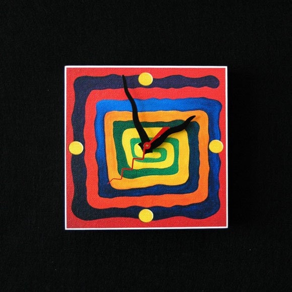 Primary Colors Abstract Spiral Art Clock - image 1
