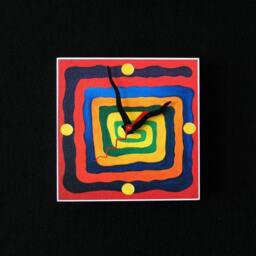 Primary Colors Abstract Spiral Art Clock - thumbnail 1