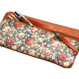 Rose Leather Pencil Case Unique Handmade & Fabric Unique - thumbnail 3