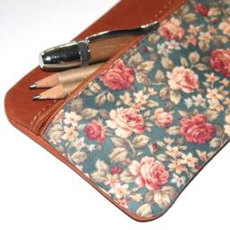Rose Leather Pencil Case Unique Handmade & Fabric Unique - thumbnail 2
