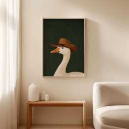 Cowboy Goose Poster, Farm Animal Wall Art, Western Folk Print - thumbnail 2