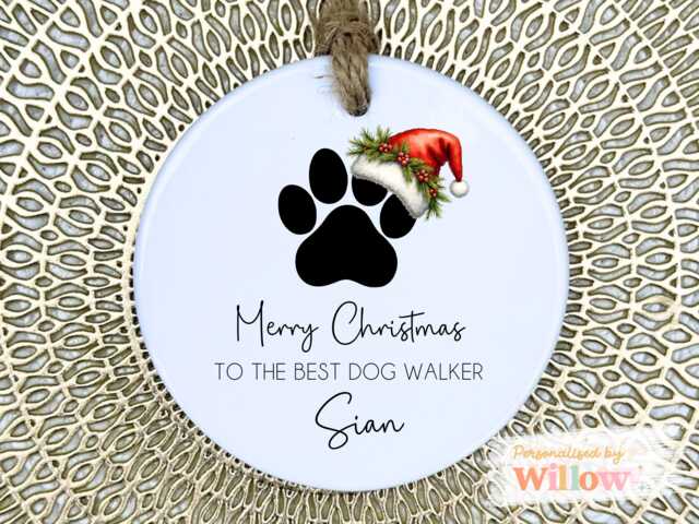 Personalized Dog Walker Christmas Ornament Custom Ceramic Gift - image 1