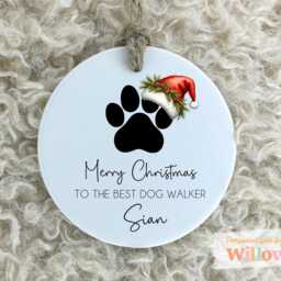 Personalized Dog Walker Christmas Ornament Custom Ceramic Gift - thumbnail 3