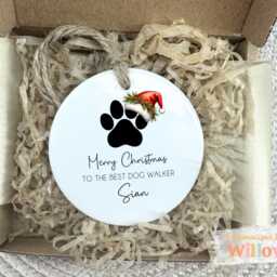 Personalized Dog Walker Christmas Ornament Custom Ceramic Gift - thumbnail 2