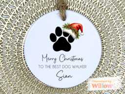 Personalized Dog Walker Christmas Ornament Custom Ceramic Gift - thumbnail 1