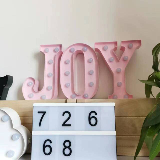 15 Inch Tall Joy Metal Light Up Letters, Pink Wall Table Decor Plugged - image 1