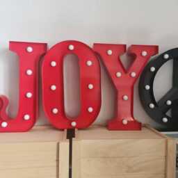 15 Inch Tall Joy Metal Light Up Letters, Pink Wall Table Decor Plugged - thumbnail 4