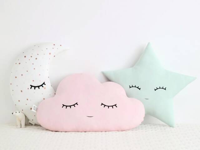 Baby Girl Pillows Moon Cloud Star Cushion Mint Nursery Decor Kids Room Ideas Crib Cot Gift Newborn Birthday Toddler Infant Teepee Decorative - image 1