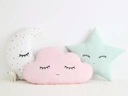 Baby Girl Pillows Moon Cloud Star Cushion Mint Nursery Decor Kids Room Ideas Crib Cot Gift Newborn Birthday Toddler Infant Teepee Decorative - thumbnail 1
