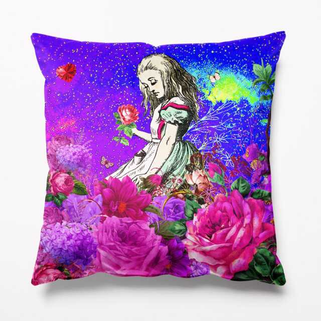 Alice in Wonderland Cushion Velvet Purple Blue 45cm X Cushions Pillows Limited Edition Mardi Gras Mad Hatter Adventures - image 1