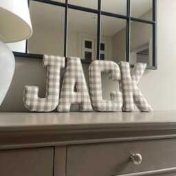 Fabric Letter - Nursery Decor Inspo Gingham Print Wall Hanging Cushion - thumbnail 3