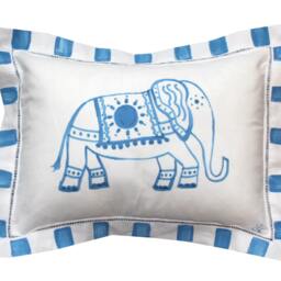 Blue Elephant Pillow Personalized Nursery Decor, Linen Pillow - thumbnail 2