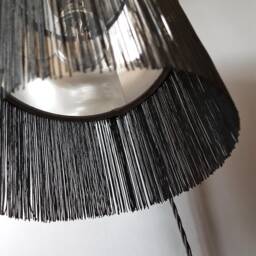 Grey Lampshade in Velvet With Black Fringing & Braid - thumbnail 2