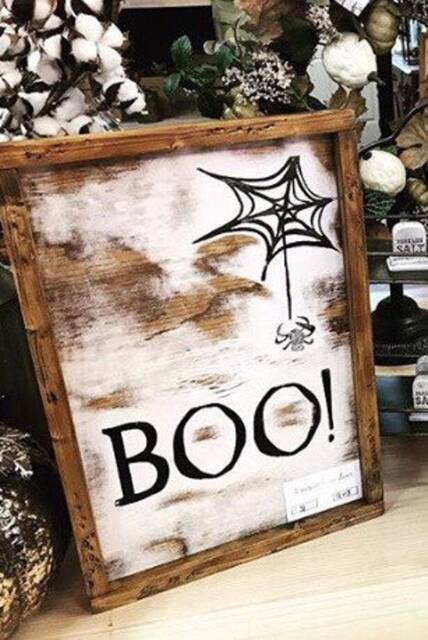 Quotes Wall Art Framed - Handmade Farm Style Sign Boo Fall Halloween D??cor - image 1