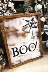 Quotes Wall Art Framed - Handmade Farm Style Sign Boo Fall Halloween D??cor - thumbnail 1