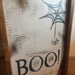 Quotes Wall Art Framed - Handmade Farm Style Sign Boo Fall Halloween D??cor - thumbnail 3