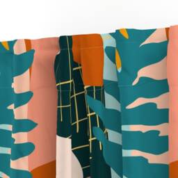 Mod Tropical Curtain Panel - Hawaiian Geometric Leaves Jungle Bungalow Minimalist Custom Abstract Collage By Tasiania - thumbnail 3