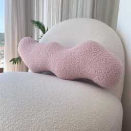 Powder Pink Wavy Boucle Pillow Modern Accent Cushion - thumbnail 2