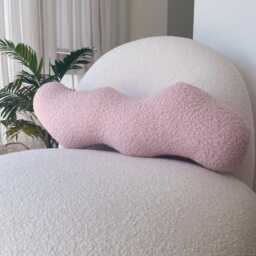 Powder Pink Wavy Boucle Pillow Modern Accent Cushion - thumbnail 3
