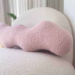 Powder Pink Wavy Boucle Pillow Modern Accent Cushion - thumbnail 4