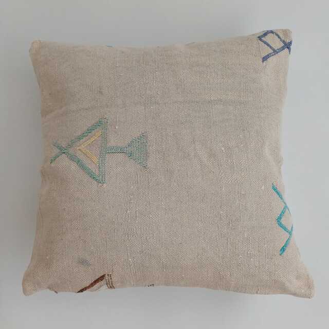 Moroccan Cactus Silk Cushion Cover, Handmade Oatmeal Sabra Throw Pillow, Scatter 20''x20''/50x50 cm - image 1
