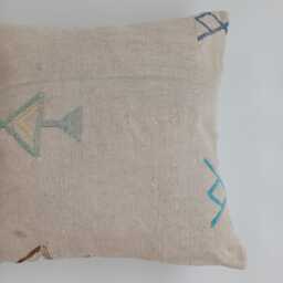 Moroccan Cactus Silk Cushion Cover, Handmade Oatmeal Sabra Throw Pillow, Scatter 20''x20''/50x50 cm - thumbnail 2