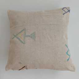 Moroccan Cactus Silk Cushion Cover, Handmade Oatmeal Sabra Throw Pillow, Scatter 20''x20''/50x50 cm - thumbnail 1
