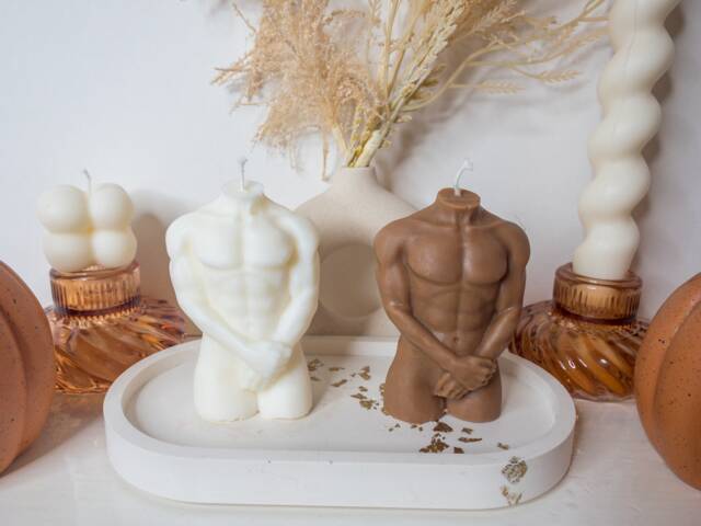Male Torso Candle Scented Body Sculpture - Handmade Soy Wax - image 1