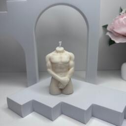 Male Torso Candle Scented Body Sculpture - Handmade Soy Wax - thumbnail 2