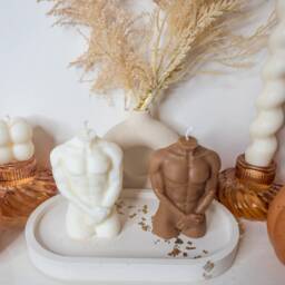 Male Torso Candle Scented Body Sculpture - Handmade Soy Wax - thumbnail 4