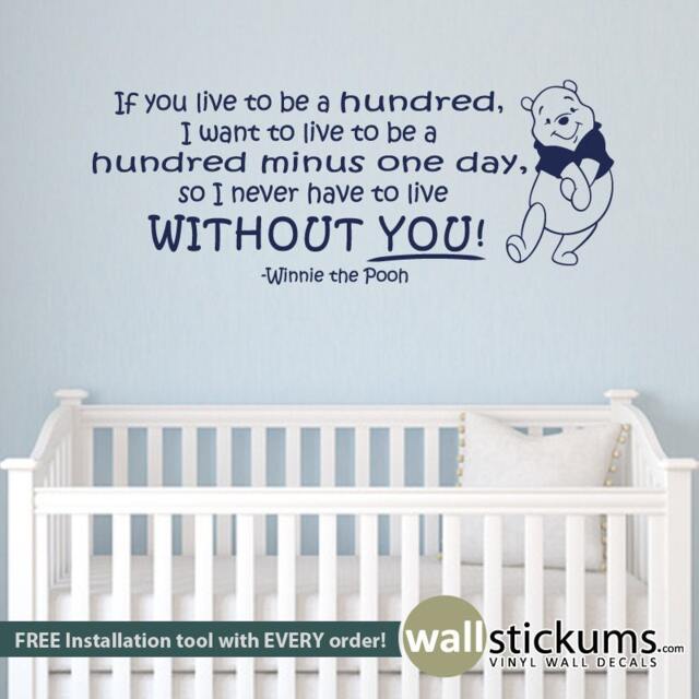 Winnie The Pooh Wall Decal Quote Live Without You Quote Nursery Vinyl Sticker - Wd0279 - image 1