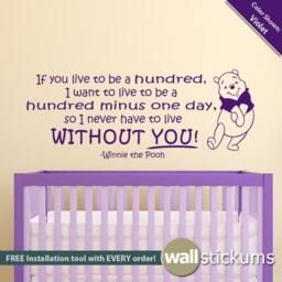 Winnie The Pooh Wall Decal Quote Live Without You Quote Nursery Vinyl Sticker - Wd0279 - thumbnail 3
