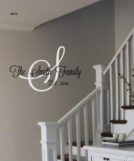 Vinyl Wall Decal - Personalized Family Name With Est. Date-Wedding Gift-Vinyl Quotes - image 1