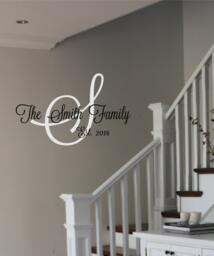 Vinyl Wall Decal - Personalized Family Name With Est. Date-Wedding Gift-Vinyl Quotes - thumbnail 1