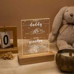 Father's Day Gift For New Grandpa Gift, First Dad Now Personalized Night Light, Custom Fist Bump Family Led Lamp For - thumbnail 2