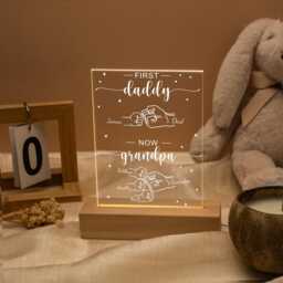 Father's Day Gift For New Grandpa Gift, First Dad Now Personalized Night Light, Custom Fist Bump Family Led Lamp For - thumbnail 1