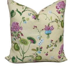 Schumacher Vasily Linen Green & Yellow Cushion Cover Pillow Double Sided - thumbnail 2