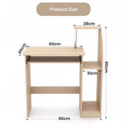 Wooden Computer Desk 80x40x90cm Home Office Study Workstation With Storage - thumbnail 4