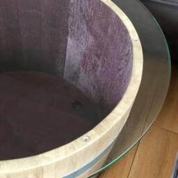 Wine Barrel Coffee Table With Large - 80S Glass Top - thumbnail 3