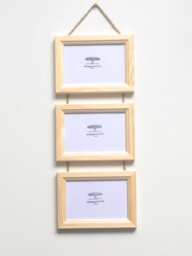 Pine Photo Picture Frame Wood Twine Wall Hanging Handmade Neutrals Natural - thumbnail 1
