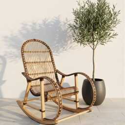 Outdoor Wicker Rattan Armchair - Handmade Wooden Garden Lounge Rocking Chair Boho Terrace Furniture, Natural Accent Seat New Home Gift - thumbnail 3
