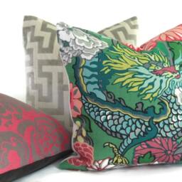 Chiang Mai Dragon Pillow Cover Schumacher Linen Toss - thumbnail 2