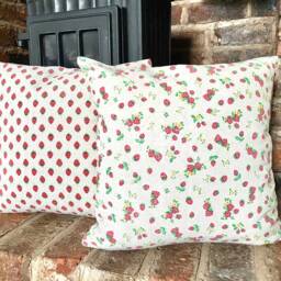 12. Handmade Shabby Chic Strawberry Linen Cotton Blend Cushion Cover. Various Sizes - thumbnail 2