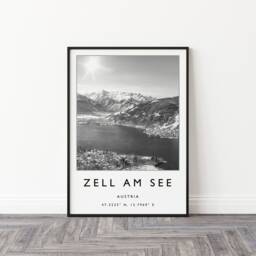 Zell Am See Austria Ski Poster Black & White Travel Print - thumbnail 3