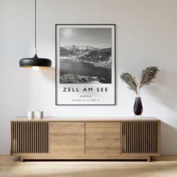 Zell Am See Austria Ski Poster Black & White Travel Print - thumbnail 1