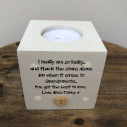 Grandparents Personalised Candle Gift Or Any Name. Shabby Chic Style. Nana Grandad Granny Gran Grandpa Nanny Etc - thumbnail 2