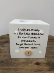 Grandparents Personalised Candle Gift Or Any Name. Shabby Chic Style. Nana Grandad Granny Gran Grandpa Nanny Etc - thumbnail 1