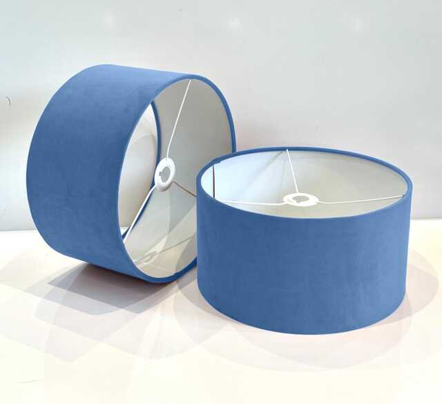 New Handmade Airforce Blue Grey 121 Velvet Drum Lamp Shade Suitable For Tables & Ceilings With White Lining All Shapes Size Available - image 1