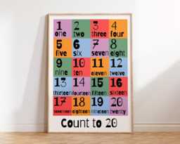 Count To 20 Print - Children's Wall Art Numbers Poster Playroom Decor Bedroom Nursery Prints Learning Ed Rainbow -Educational - thumbnail 1
