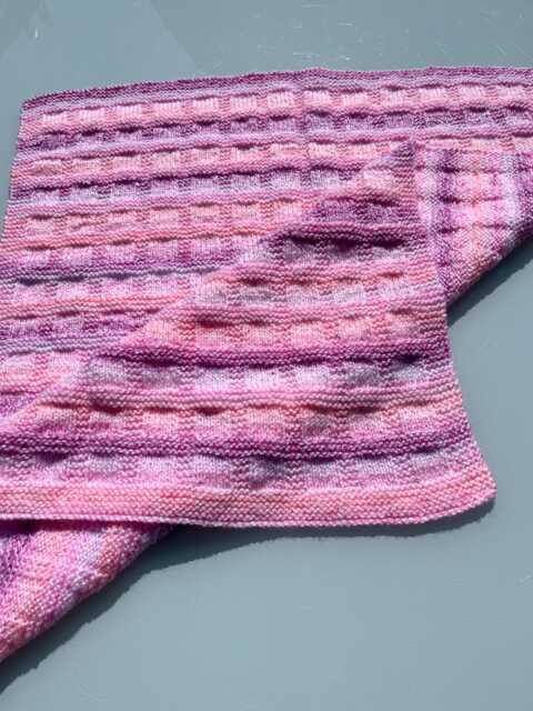 Hand Knitted Pink Baby Blanket, Soft Pram Or Cot Multi Shade Gift, Newborn Girl Blanket - image 1